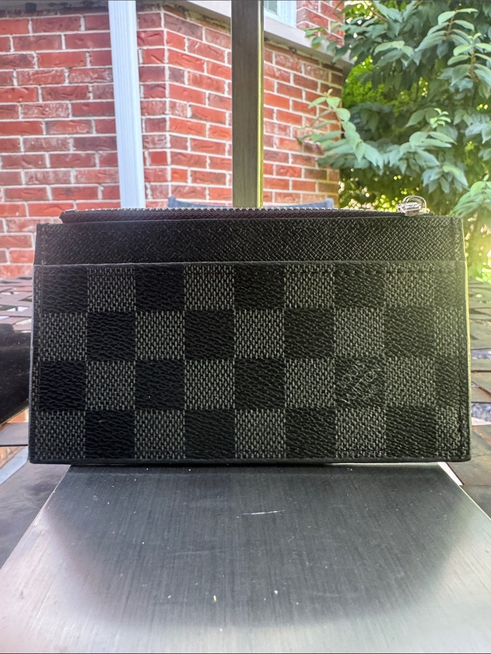 Card holder Black Checkered Zip Card Holder Wallet